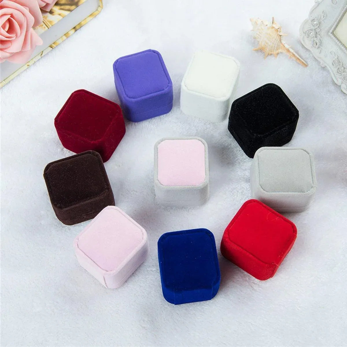 10X Flannel Ring Jewelry Earring Ring Jewelry Boxes Exquisite Gift Organizer - Apricot
