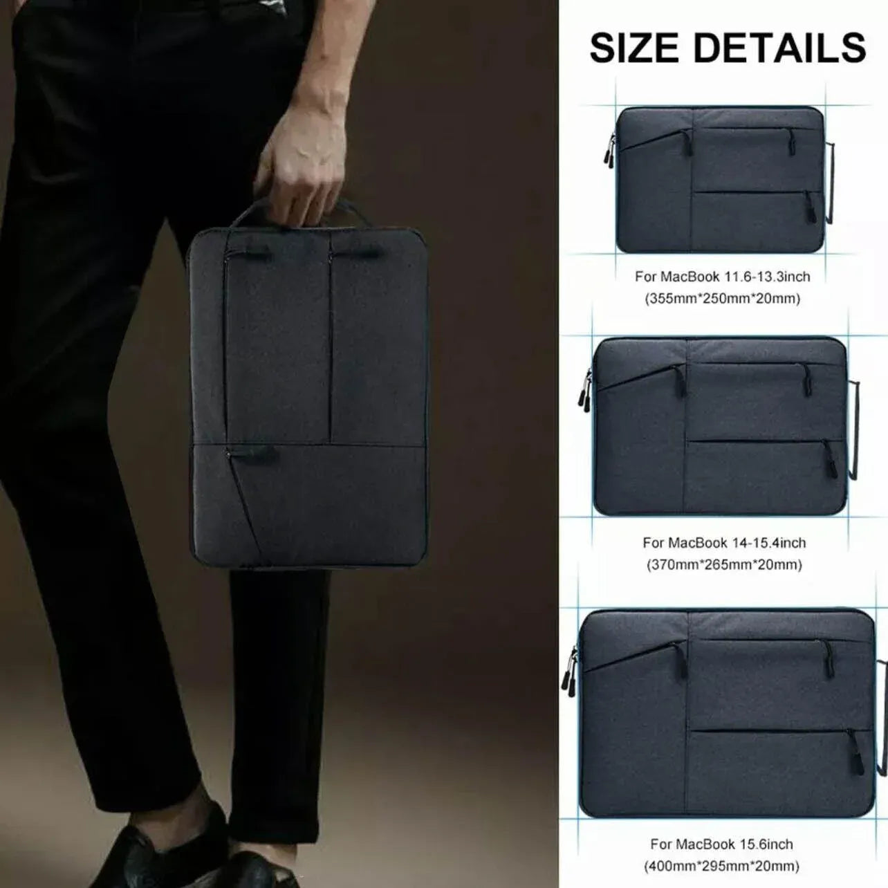 Laptop Sleeve Travel Bag Carry Case For MacBook Air Pro For 12.9”-13.3” - Black