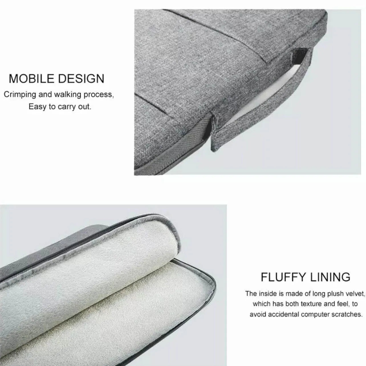 Laptop Sleeve Travel Bag Carry Case For MacBook Air Pro For 12.9”-13.3” - Light Grey