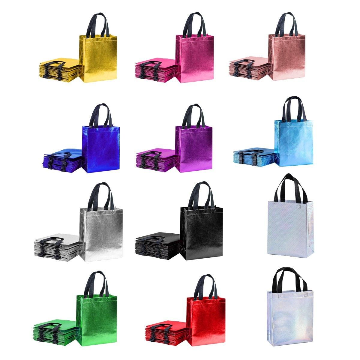 24pcs Laser Non Woven Gift Bags Tote Bags for Party Favor Wedding and Birthday - Rose Red