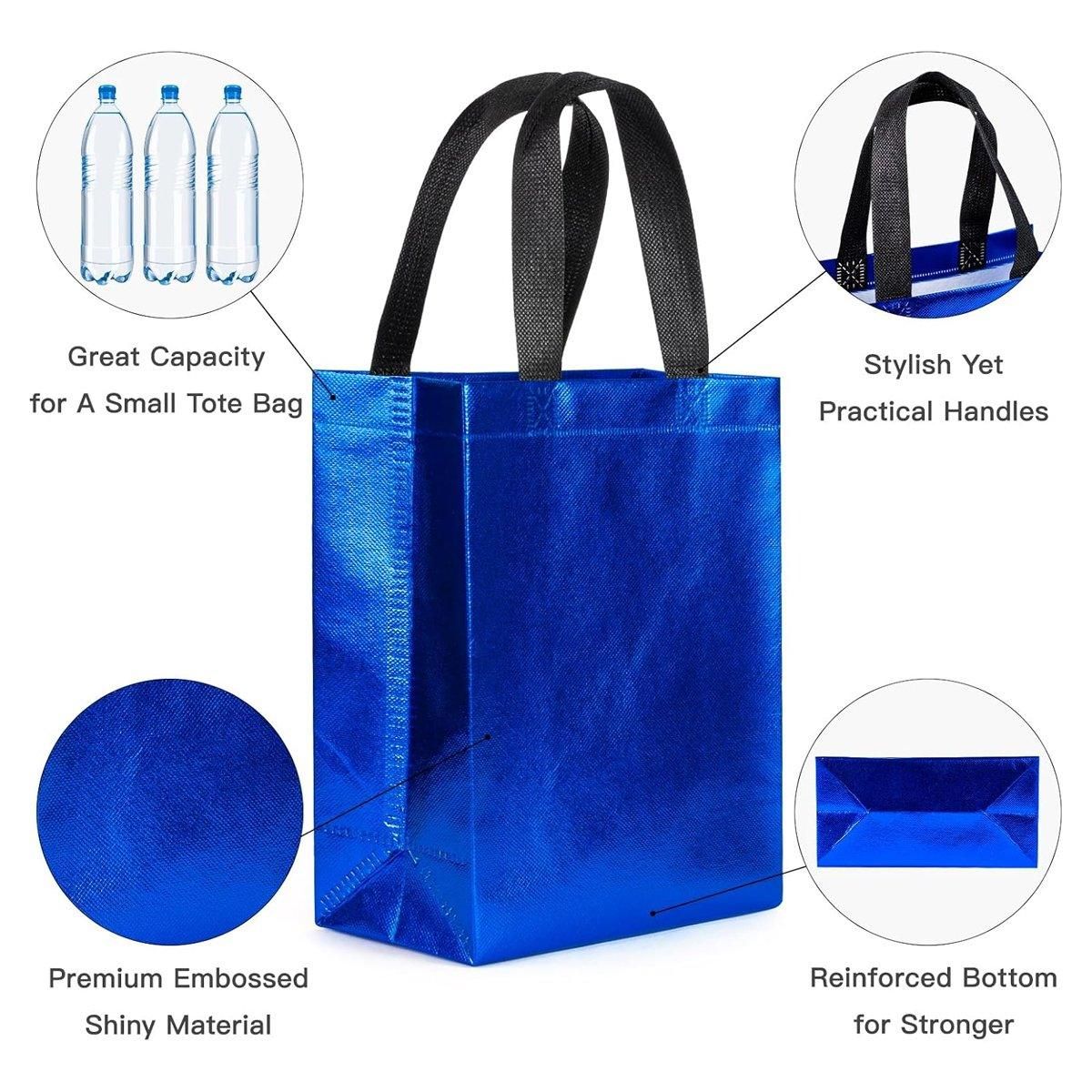 24pcs Laser Non Woven Gift Bags Tote Bags for Party Favor Wedding and Birthday - Rose Red