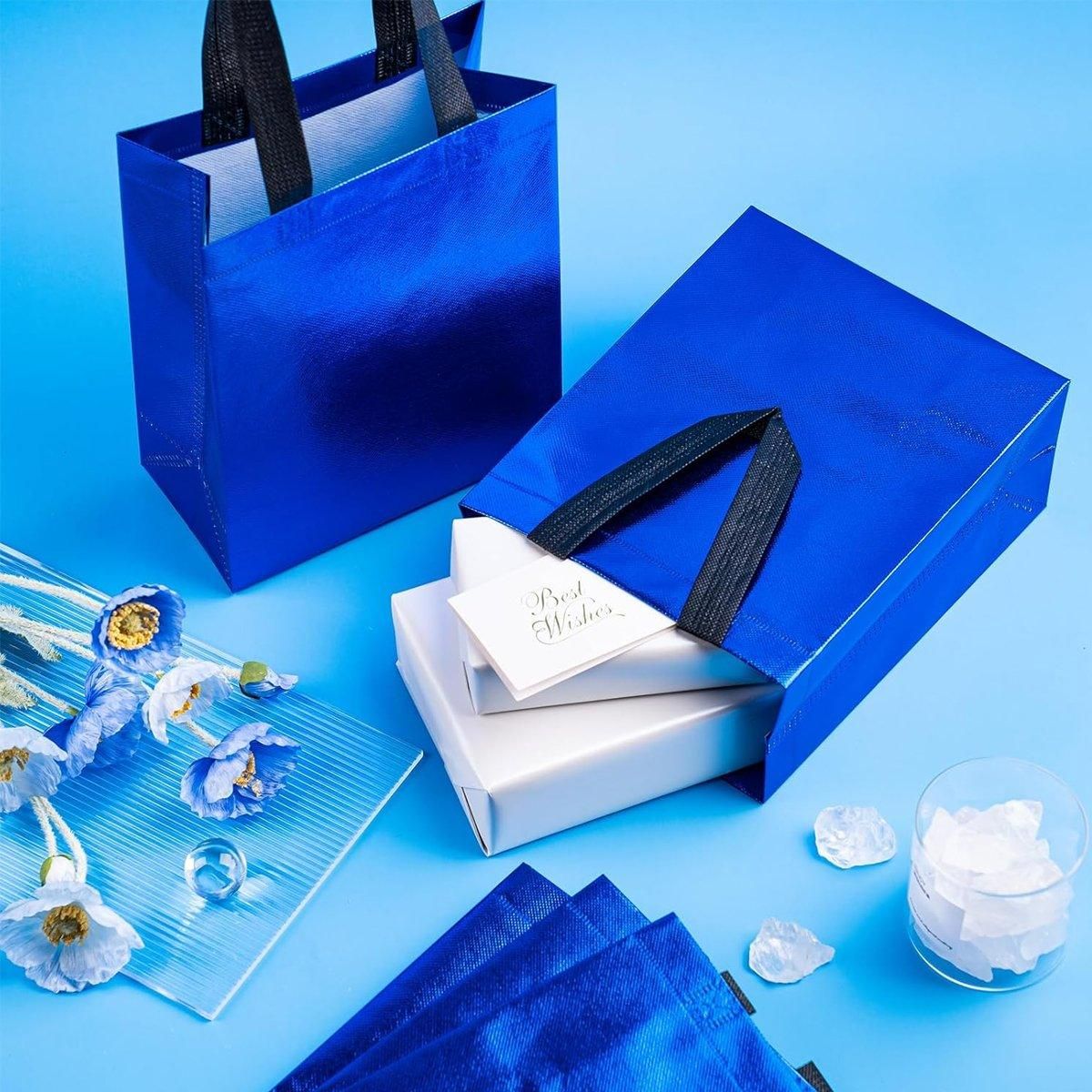 24pcs Laser Non Woven Gift Bags Tote Bags for Party Favor Wedding and Birthday - Rose Red