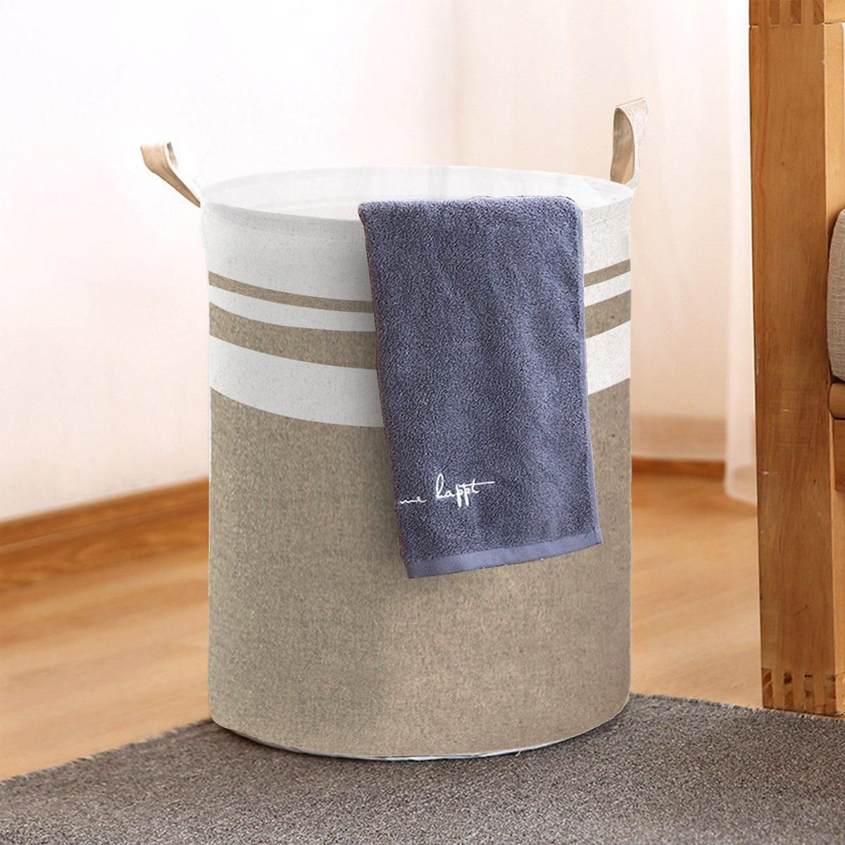 Foldable Canvas Laundry Basket for Dirty Clothes Storage Bag Hamper Organizer - Grey