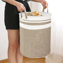 Foldable Canvas Laundry Basket for Dirty Clothes Storage Bag Hamper Organizer - Grey