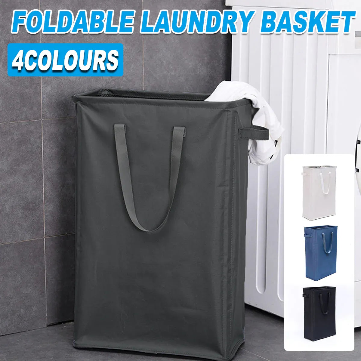 Foldable Large Capacity Oxford Cloth Laundry Basket Toy Storage Bag Household - Navy Blue