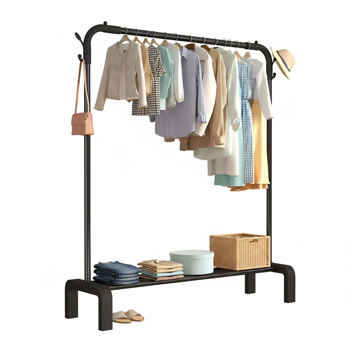 Clothes Rack Durable Sturdy for Home Bedroom Laundry Room Storage Organizer - Black