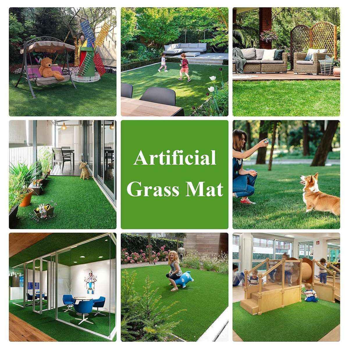 Artificial Synthetic Grass Lawn Realistic Fake Turf Garden Outdoor Decor Set - 1cm