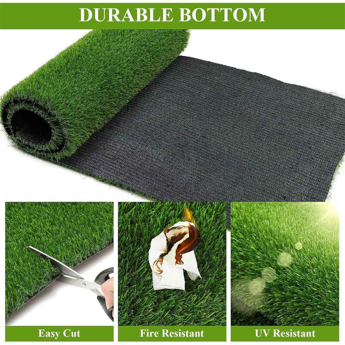 Artificial Synthetic Grass Lawn Realistic Fake Turf Garden Outdoor Decor Set - 1cm