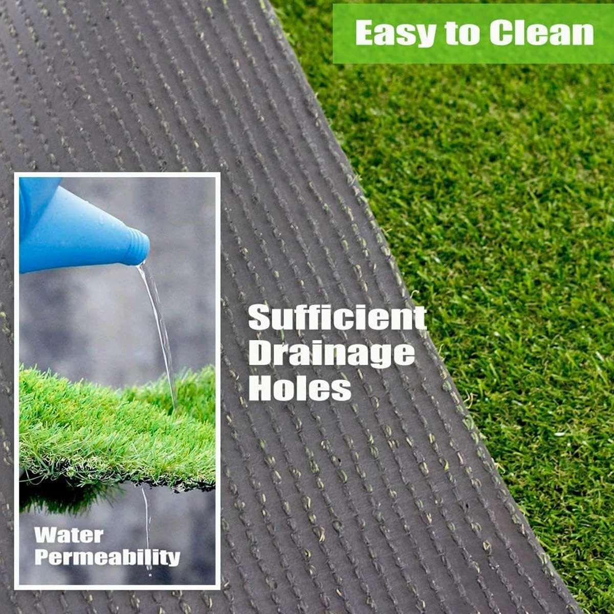 Artificial Synthetic Grass Lawn Realistic Fake Turf Garden Outdoor Decor Set - 1cm