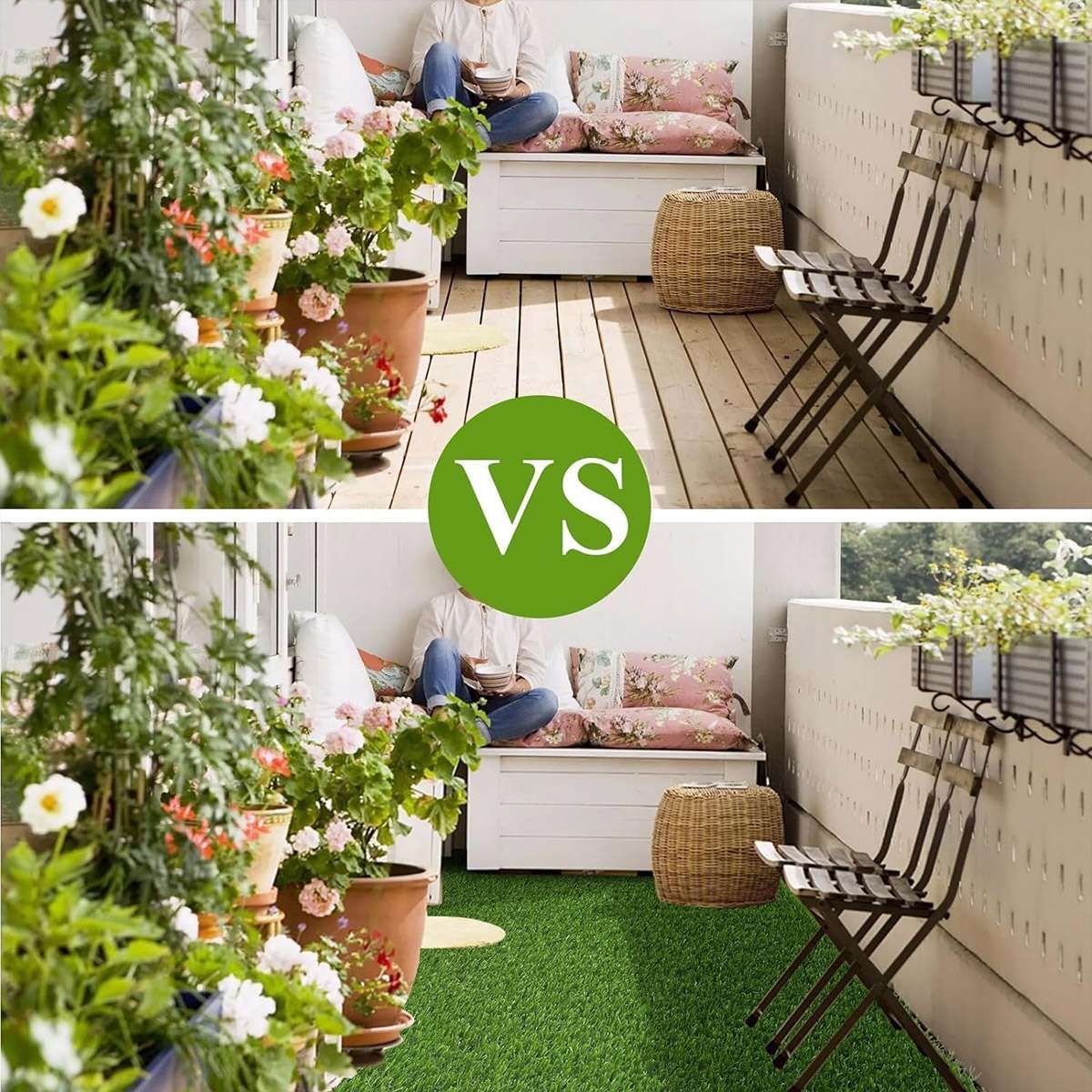 Artificial Synthetic Grass Lawn Realistic Fake Turf Garden Outdoor Decor Set - 1cm