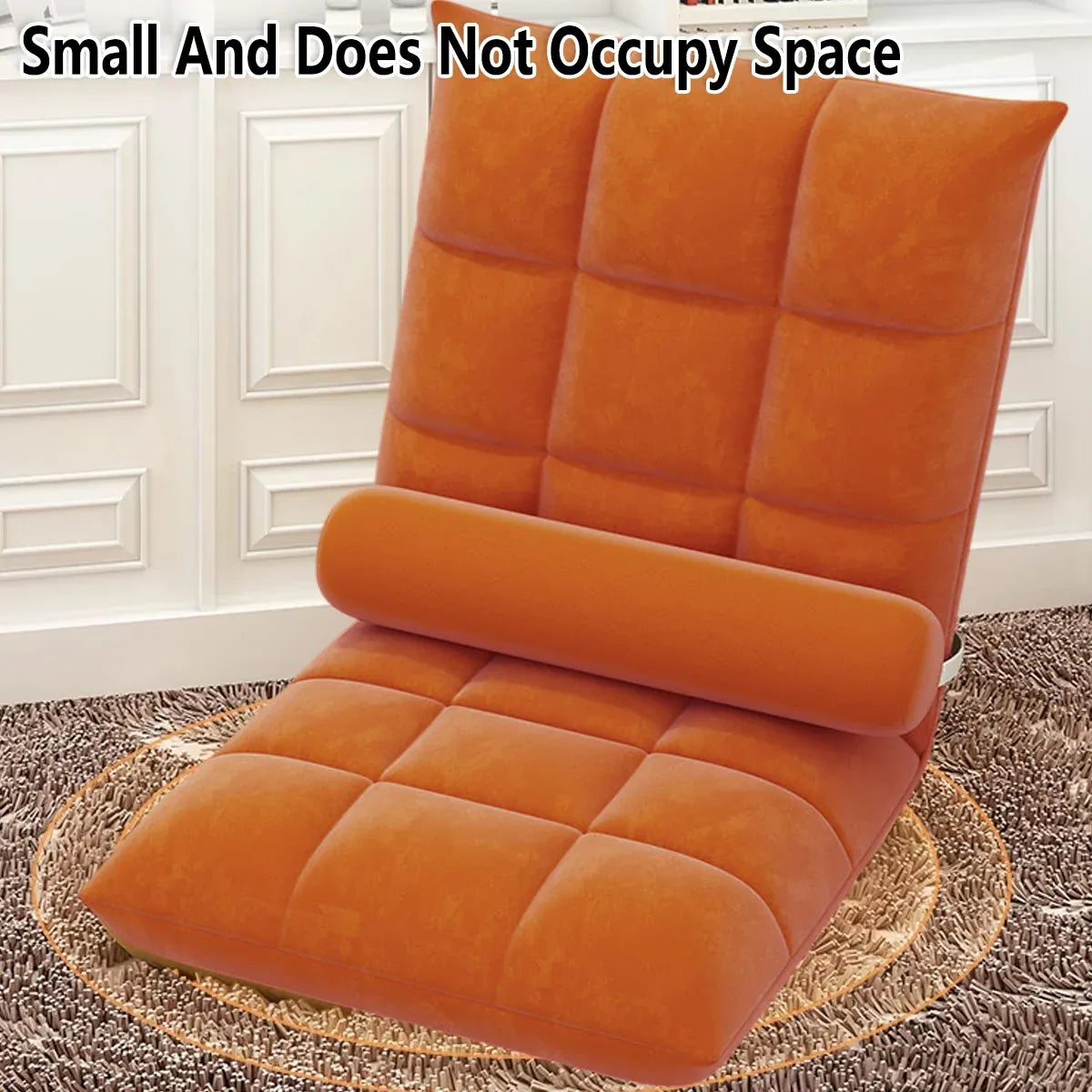 Floor Lounge Sofa Bed Chair with Lumbar Pillow Folding Adjustable Cushion - Orange
