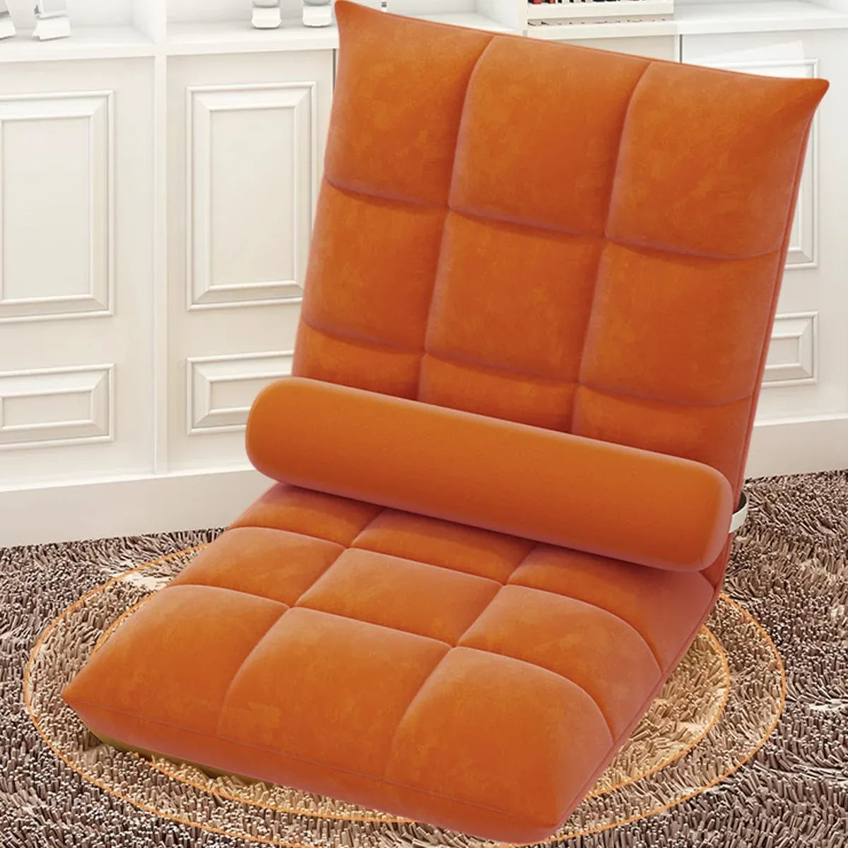 Floor Lounge Sofa Bed Chair with Lumbar Pillow Folding Adjustable Cushion - Pink
