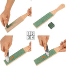 Dual Sided Leather Strop Knife Sharpening Paddle with Green Polishing Compound