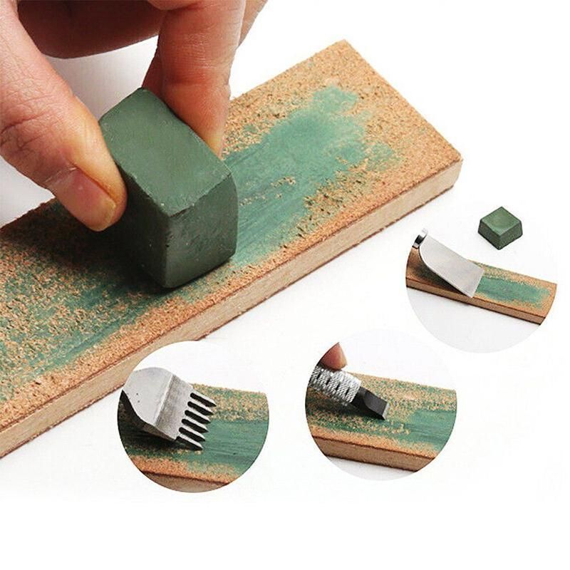 Dual Sided Leather Strop Knife Sharpening Paddle with Green Polishing Compound
