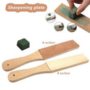 Dual Sided Leather Strop Knife Sharpening Paddle with Green Polishing Compound