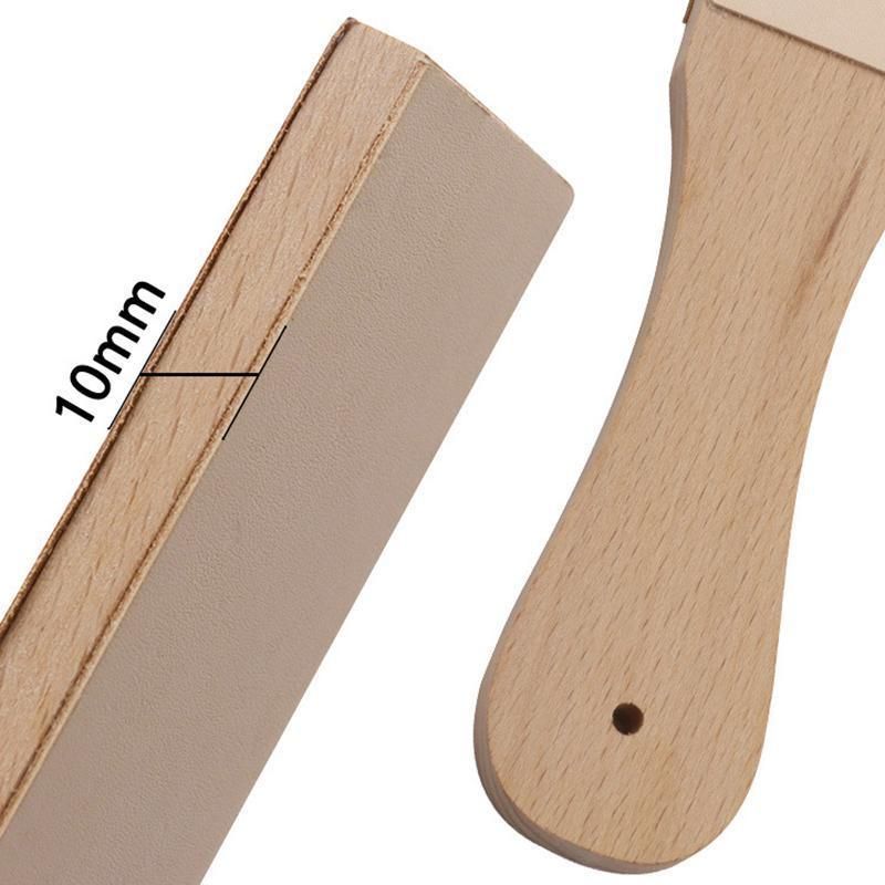Dual Sided Leather Strop Knife Sharpening Paddle with Green Polishing Compound