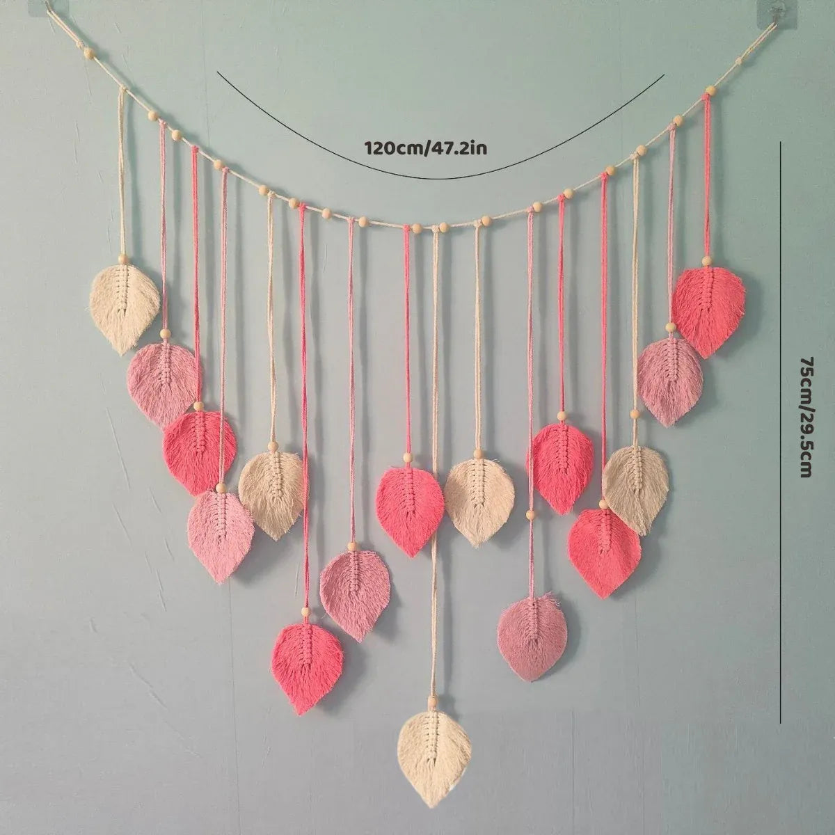 Bohemian Wall Hanging Cotton Cord Wood Bead Tassel Wall Tapestry Photo Decor