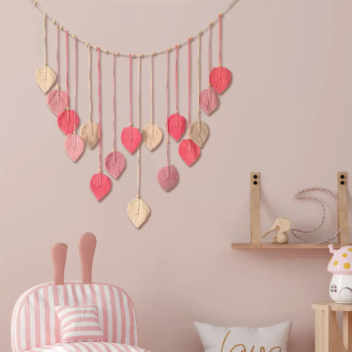 Bohemian Wall Hanging Cotton Cord Wood Bead Tassel Wall Tapestry Photo Decor