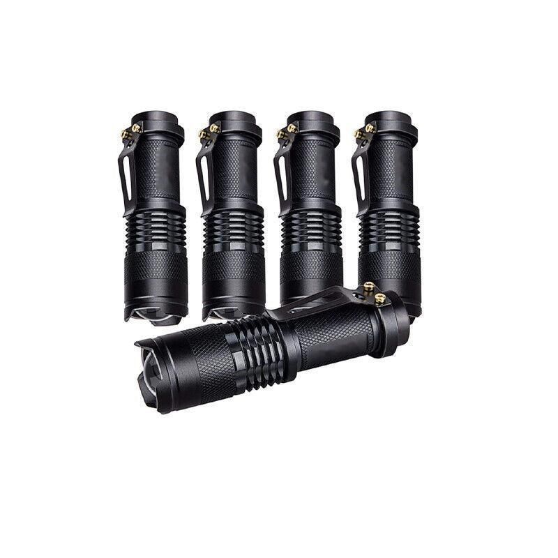5/10x Mini Q5 LED Flashlight Torch Adjustable Focus Zoom Light Lamp 1200LM - 5PCS
