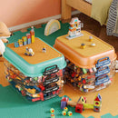 3-Layer Stackable Storage Box for Building Blocks Toy Organizer with Sorting Trays - Green