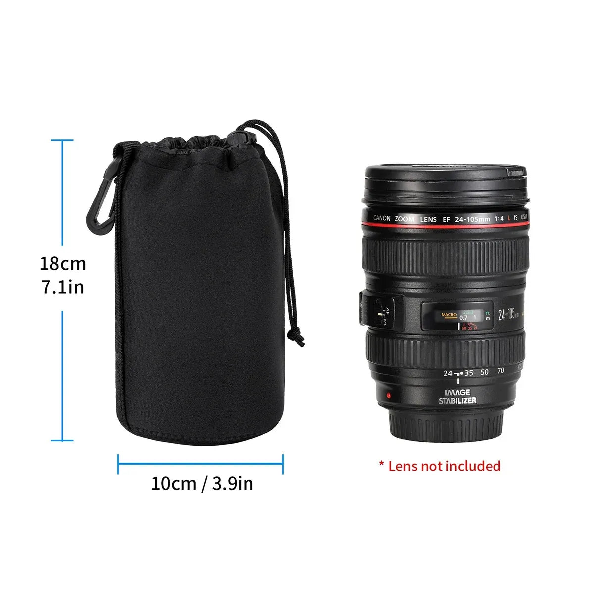4pcs DSLR Camera Lens Pouch Protective Case Tube Bag Soft Cover for SLR Storage