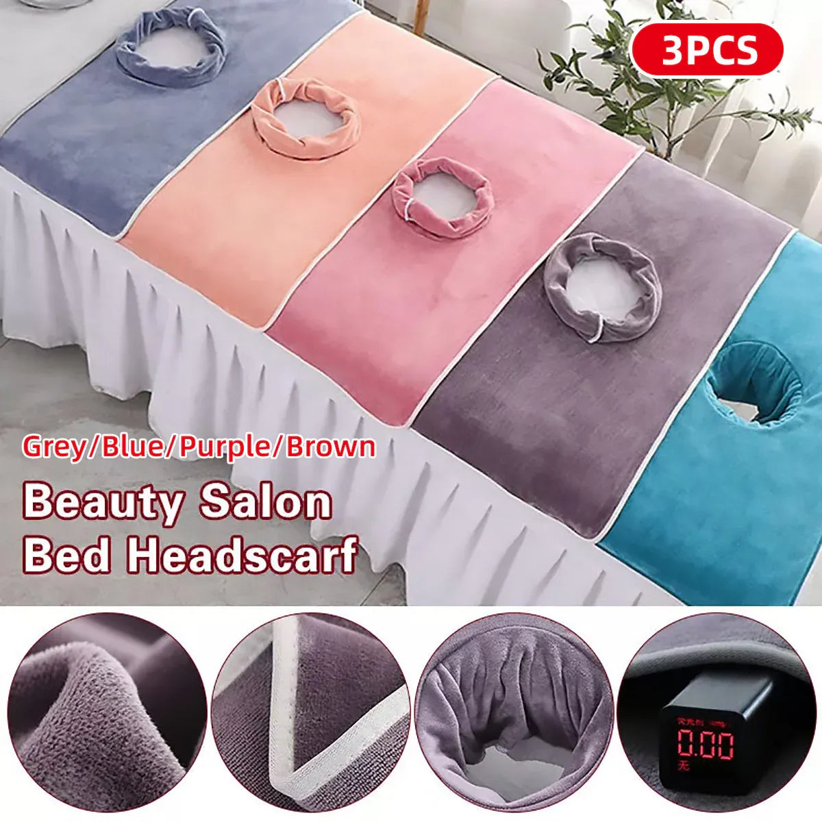 Thick Absorbent Massage Table Cover with Face Hole Soft Spa Beauty Salon Sheet - Blue