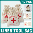 10PCS Linen Drawstring Gift Bags with Red Cross Print for Party Favour Travel Use