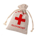 10PCS Linen Drawstring Gift Bags with Red Cross Print for Party Favour Travel Use