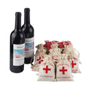 10PCS Linen Drawstring Gift Bags with Red Cross Print for Party Favour Travel Use