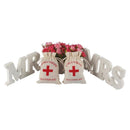 10PCS Linen Drawstring Gift Bags with Red Cross Print for Party Favour Travel Use