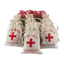 10PCS Linen Drawstring Gift Bags with Red Cross Print for Party Favour Travel Use