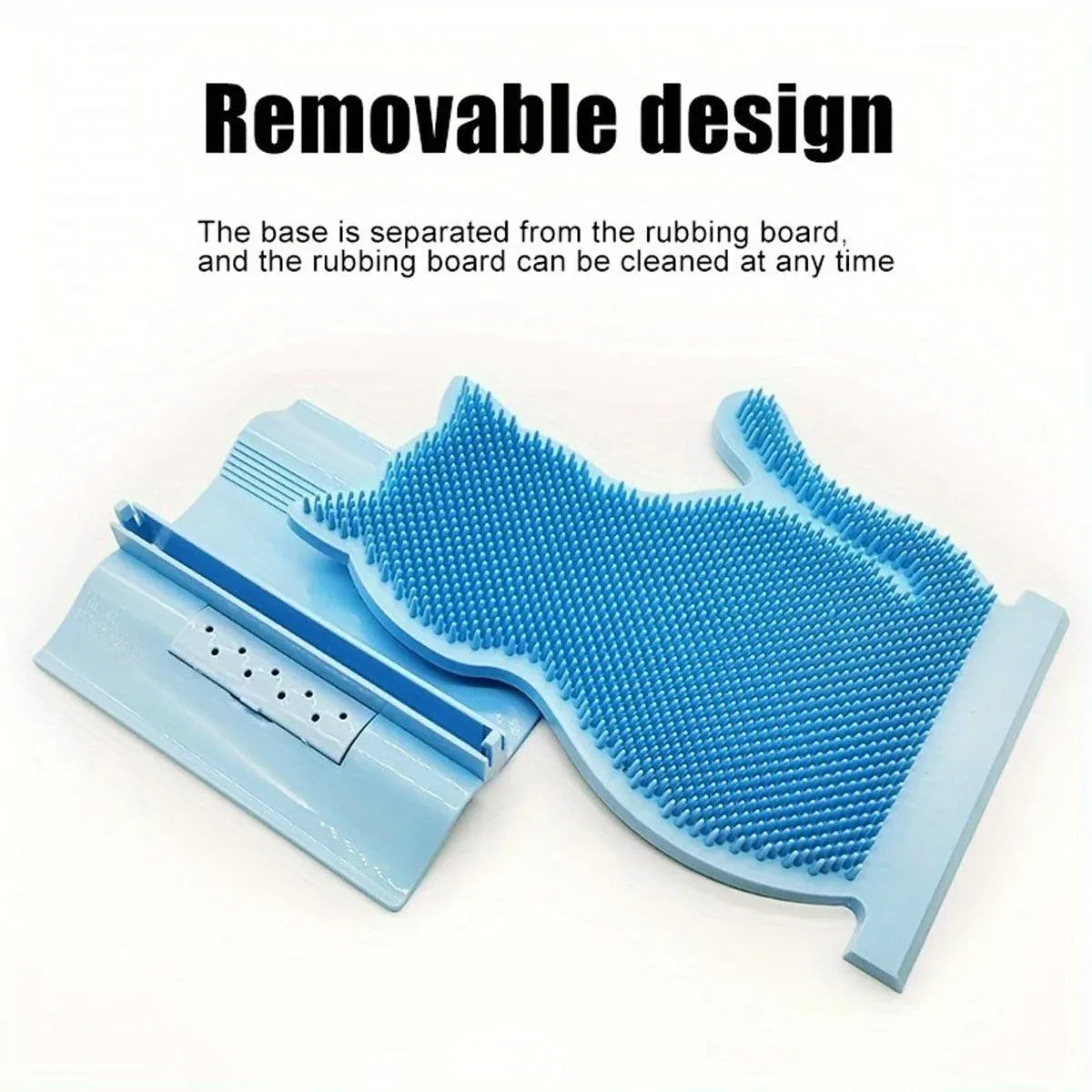 Fixed Tease Cat Scrubber Massage Brush Scratching Toy for Cats Grooming Brush - Blue