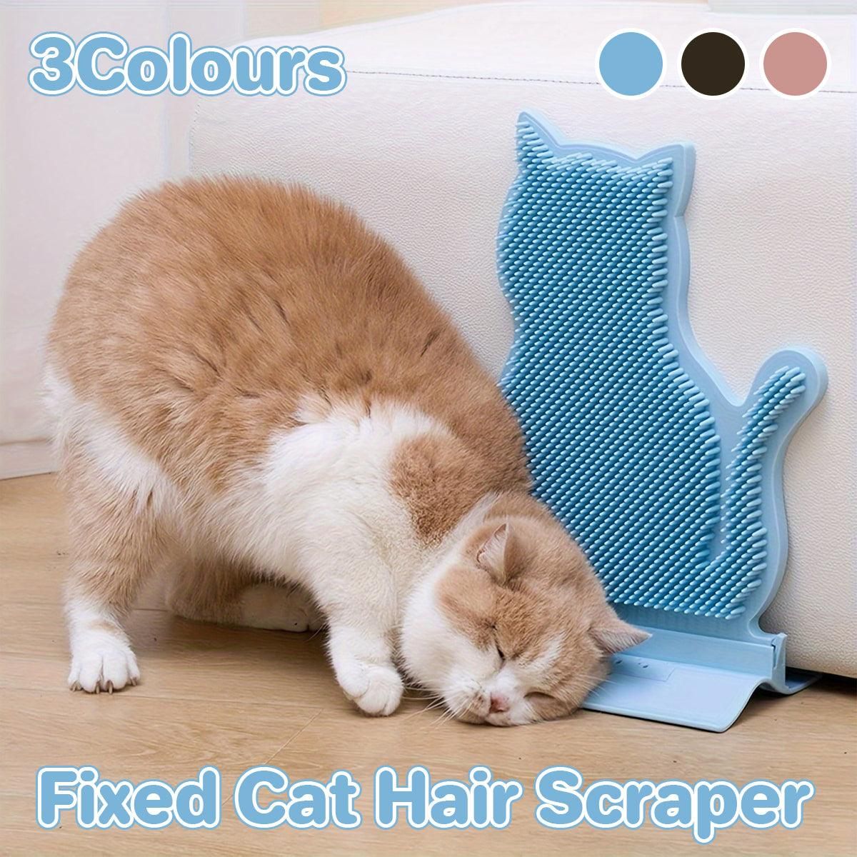 Fixed Tease Cat Scrubber Massage Brush Scratching Toy for Cats Grooming Brush - Coffee