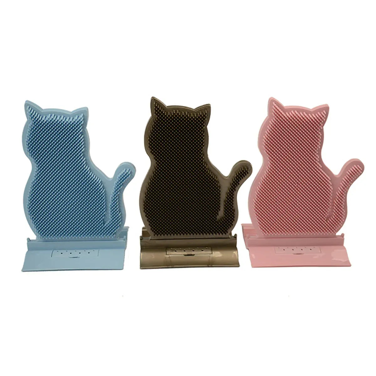 Fixed Tease Cat Scrubber Massage Brush Scratching Toy for Cats Grooming Brush - Coffee