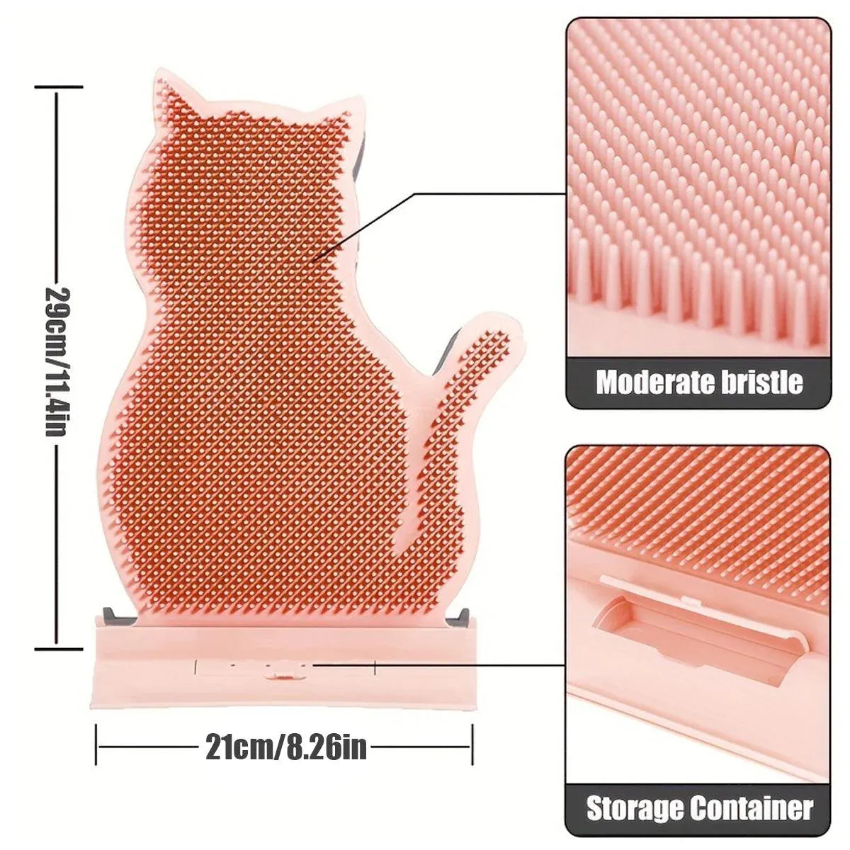 Fixed Tease Cat Scrubber Massage Brush Scratching Toy for Cats Grooming Brush - Coffee