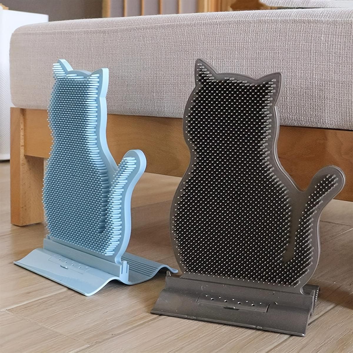 Fixed Tease Cat Scrubber Massage Brush Scratching Toy for Cats Grooming Brush - Coffee