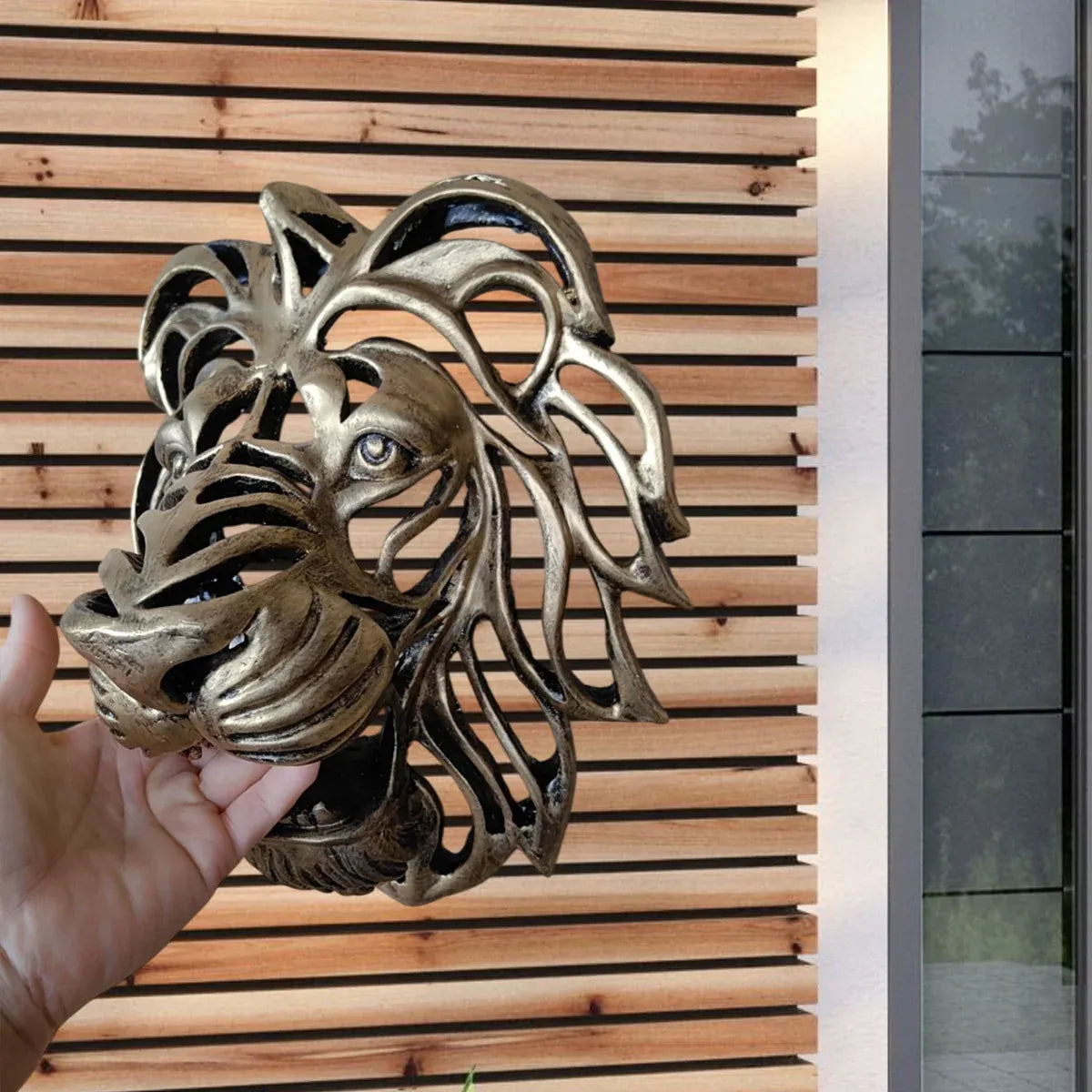 Lion Head Wall Decor Resin Wall Hanging Sculpture Home Living Room