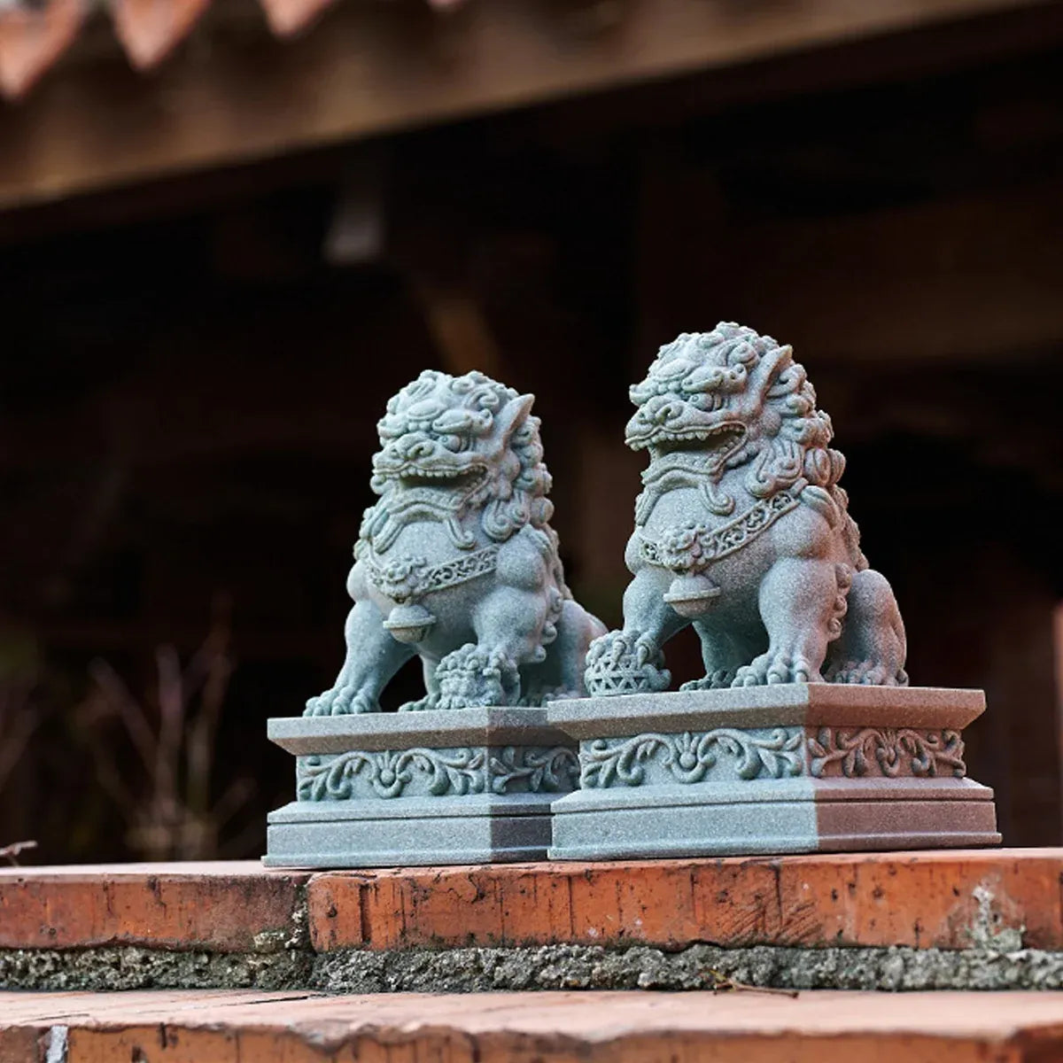 1 Pair Chinese Style Small Stone Lion Decoration Home Desktop Decor Art Craft