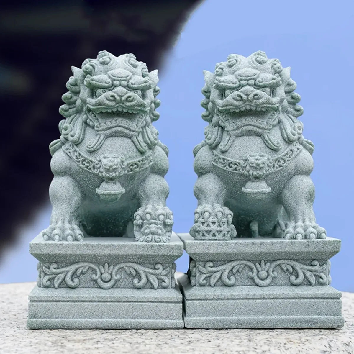1 Pair Chinese Style Small Stone Lion Decoration Home Desktop Decor Art Craft
