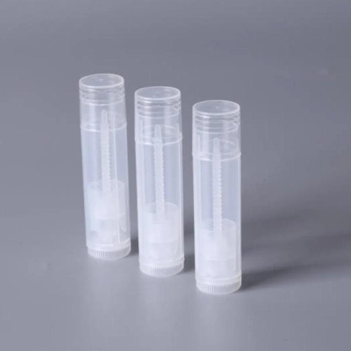 50pcs Lip Glaze Tubes Round Refillable PP Material Lip Balm Containers Red Tube - White