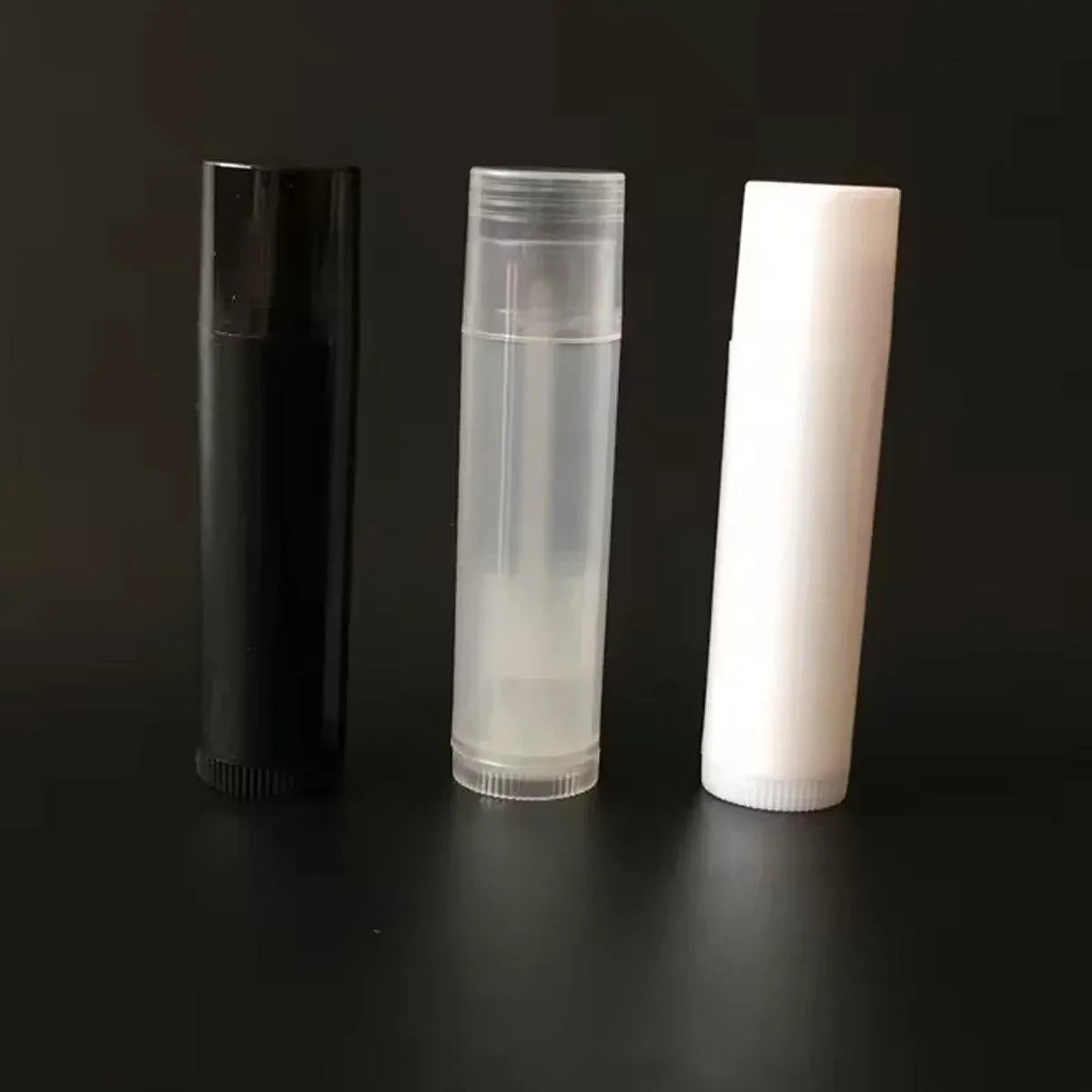 50pcs Lip Glaze Tubes Round Refillable PP Material Lip Balm Containers Red Tube - White