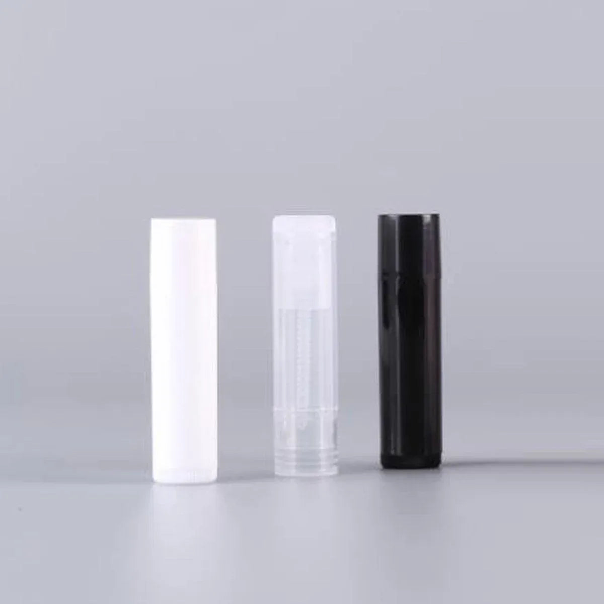 50pcs Lip Glaze Tubes Round Refillable PP Material Lip Balm Containers Red Tube - White