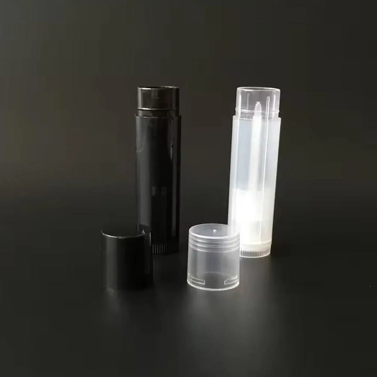 50pcs Lip Glaze Tubes Round Refillable PP Material Lip Balm Containers Red Tube - White