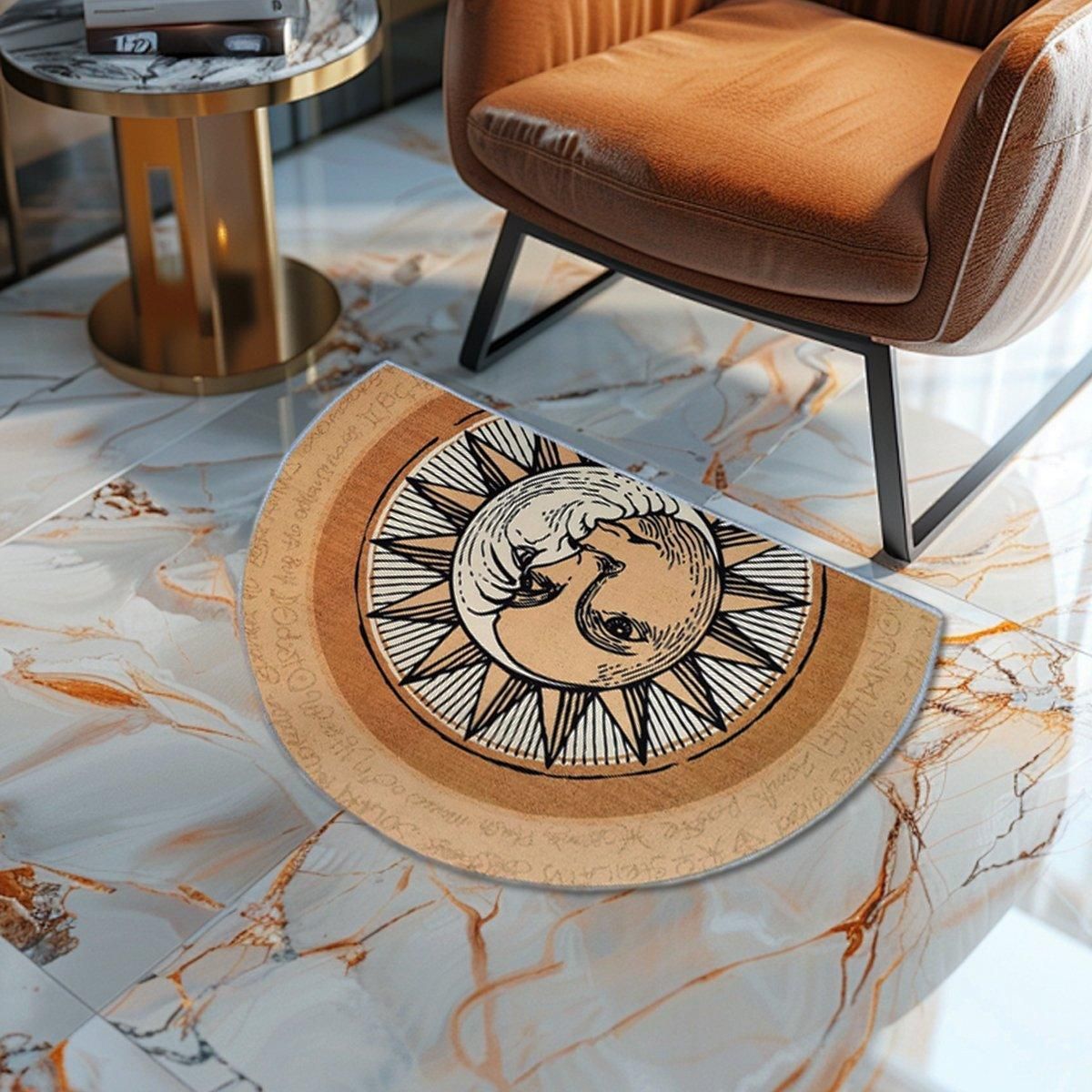 Semi Circular Non Slip Door Mat Household Entrance Carpet for Living Room Use