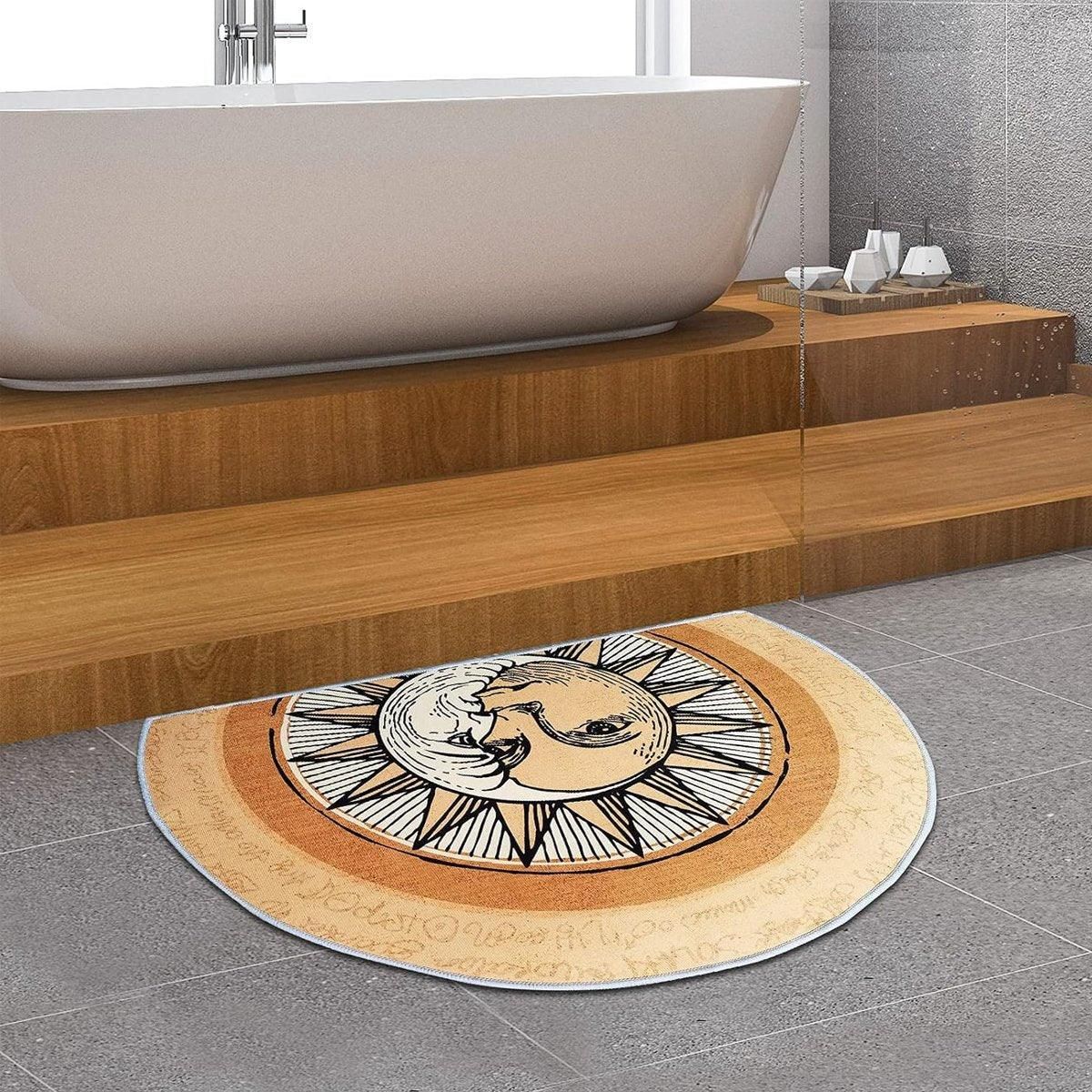 Semi Circular Non Slip Door Mat Household Entrance Carpet for Living Room Use