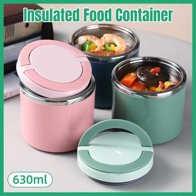 Stainless Steel Insulated Lunch Box Bento Box Thermal Food Container Breakfast - Pink
