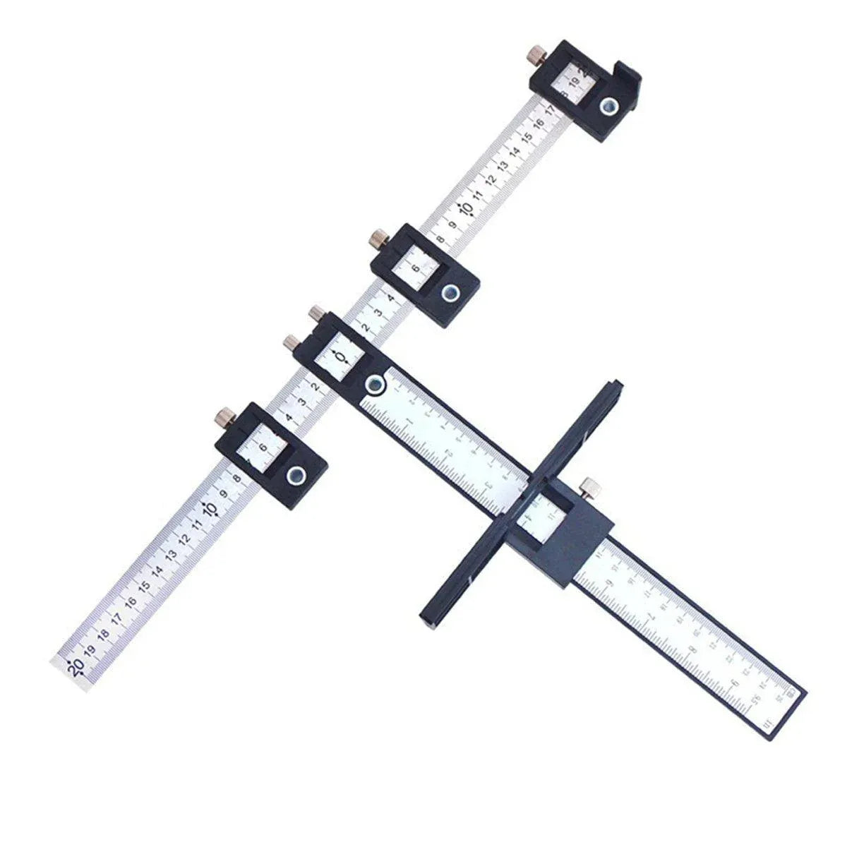 Furniture Carpentry Drill Guide Punch Locator Woodworking Hole Locator Ruler - Black