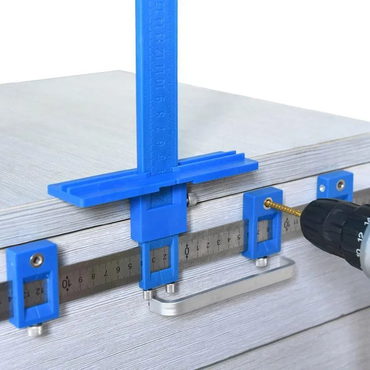Furniture Carpentry Drill Guide Punch Locator Woodworking Hole Locator Ruler - Black