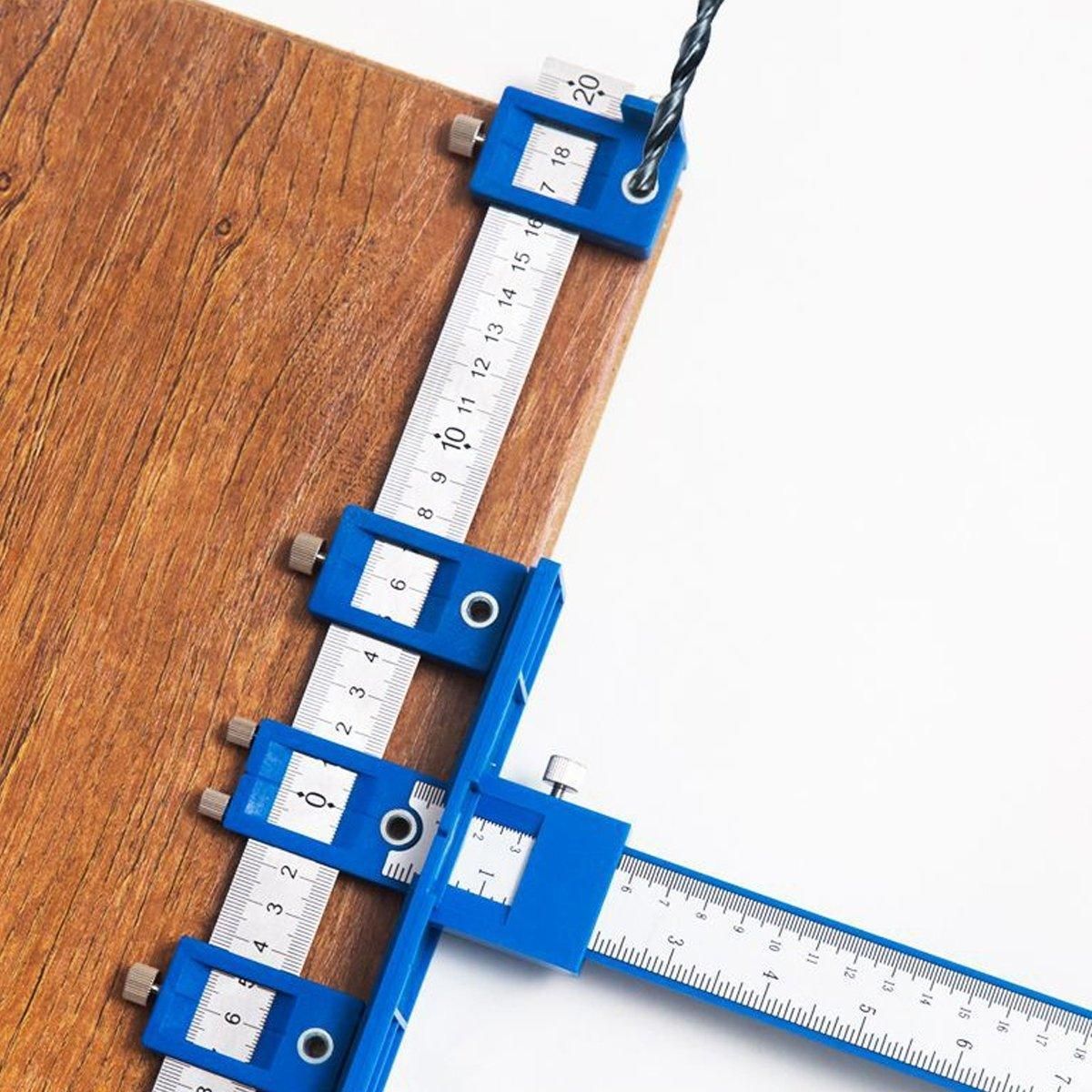 Furniture Carpentry Drill Guide Punch Locator Woodworking Hole Locator Ruler - Black