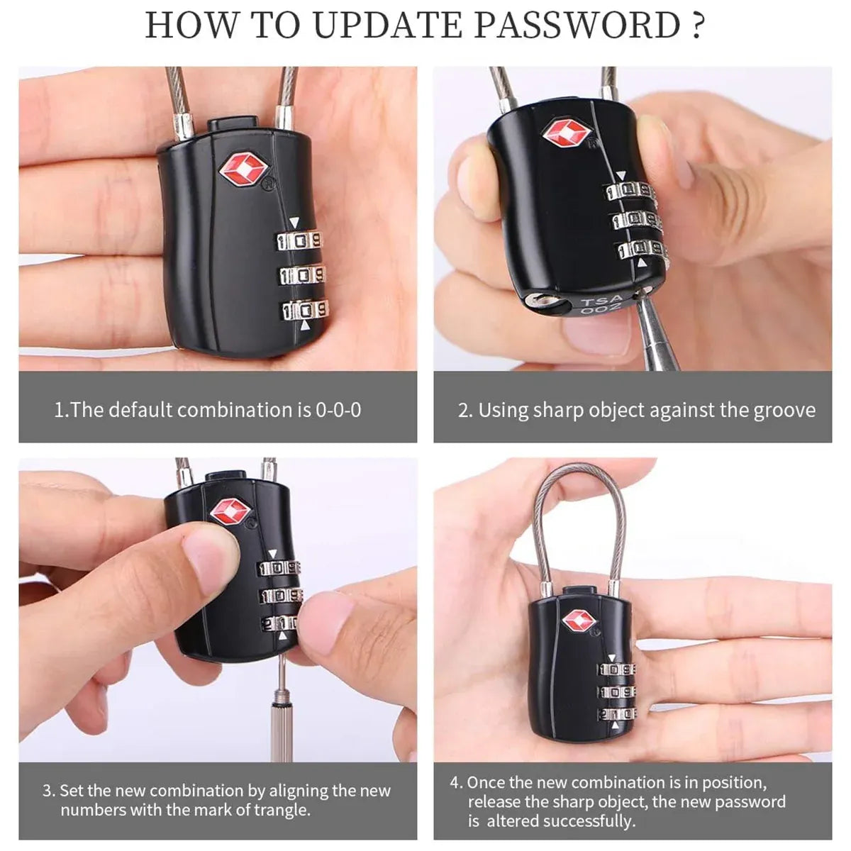 Zinc Alloy Combination Lock Anti-Theft For Luggage Cabinet Drawer Suitcase - Black